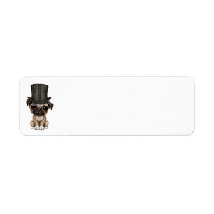 Cute Pug Puppy with Monocle and Top Hat Return Address Label