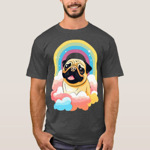 Cute Pug Rainbow Cloud Colourful Puppy Dog Art Lov T-Shirt