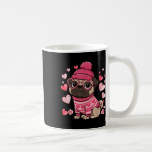 Cute Pug Red Hearts Couples Happy Valentines Day Coffee Mug