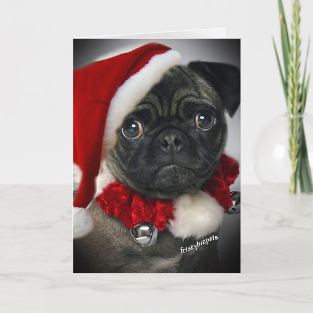 Cute Pug Santa Cards (Front)