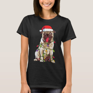 Cute Pug Santa Christmas Tree Lights Xmas Pajama P T-Shirt