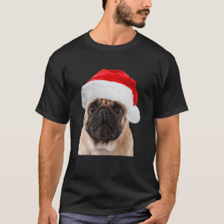 Cute Pug Santa Hat Image Pugs Christmas Cool T-Shirt