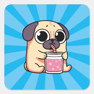 Cute Pug Square Sticker