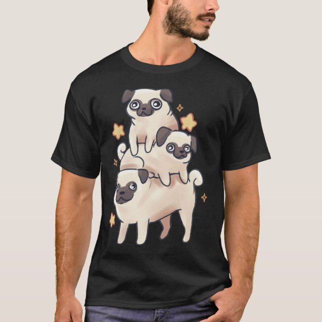Cute Pug stack T-Shirt (Front)