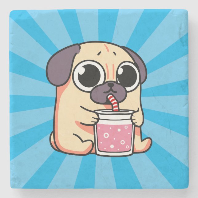 Cute Pug Stone Coaster (Front)