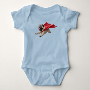 Cute Pug Superhero Baby Bodysuit
