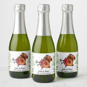 Cute Pug Thank You Baby Shower Favour Mini Sparkling Wine Label