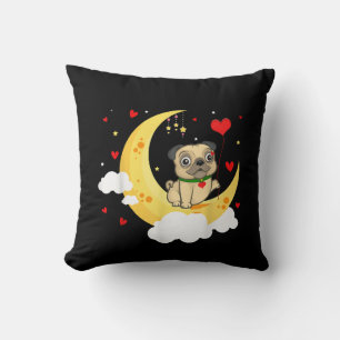 Cute Pug The Moon Valentine’s Day Pug Dog Lover Cushion