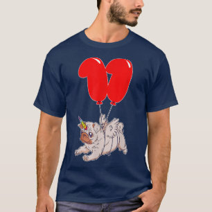 Cute Pug Unicorn11th BirthdayKids Balloon Party T-Shirt