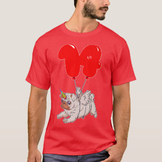 Cute Pug Unicorn14th BirthdayKids Balloon Party   T-Shirt