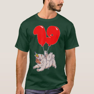 Cute Pug Unicorn19th BirthdayKids Balloon Party T-Shirt