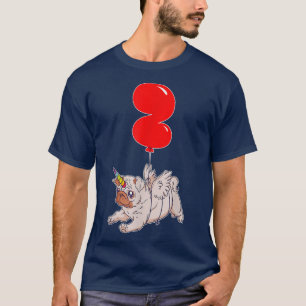 Cute Pug Unicorn2nd BirthdayKids Balloon Party T-Shirt
