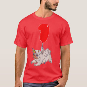 Cute Pug Unicorn  1st Birthday  Kids Balloon Party T-Shirt