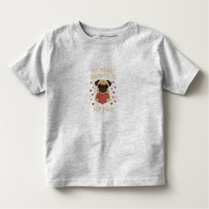 Cute Pug Valentine Design – My Heart Belongs to My Toddler T-Shirt