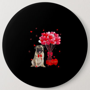 Cute Pug Valentines Day Heart Dog Lover 6 Cm Round Badge