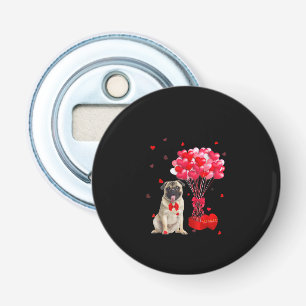 Cute Pug Valentines Day Heart Dog Lover Bottle Opener