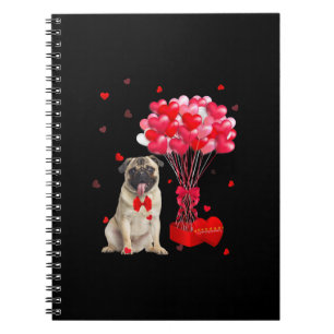 Cute Pug Valentines Day Heart Dog Lover Notebook