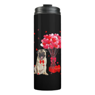 Cute Pug Valentines Day Heart Dog Lover Thermal Tumbler