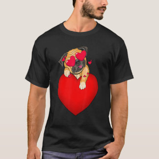 Cute Pug Valentines Day Holding Heart My Valentine T-Shirt