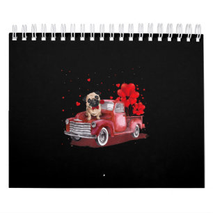 Cute Pug Valentines Heart Love Calendar