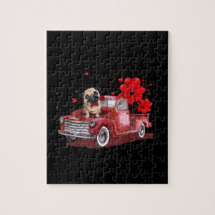 Cute Pug Valentines Heart Love Jigsaw Puzzle