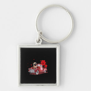 Cute Pug Valentines Heart Love Key Ring