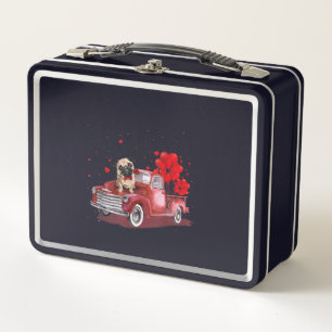 Cute Pug Valentines Heart Love Metal Lunch Box