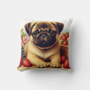 Cute Pug Vintage Painting Cushion