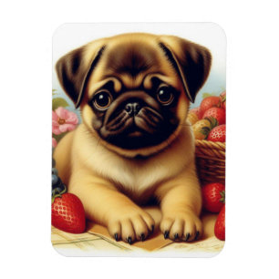 Cute Pug Vintage Painting Magnet