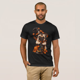 Cute Pug Witch Halloween Pumpkin T-Shirt