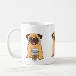 Cute Pug with a Coffee Cup for Puggy Dog lovers