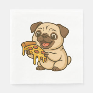 Cute pug with doughnut cartoon dog lover napkin