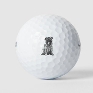Cute Pug with Good Mood Golf Balls