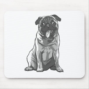 Cute Pug with Good Mood Mouse Pad