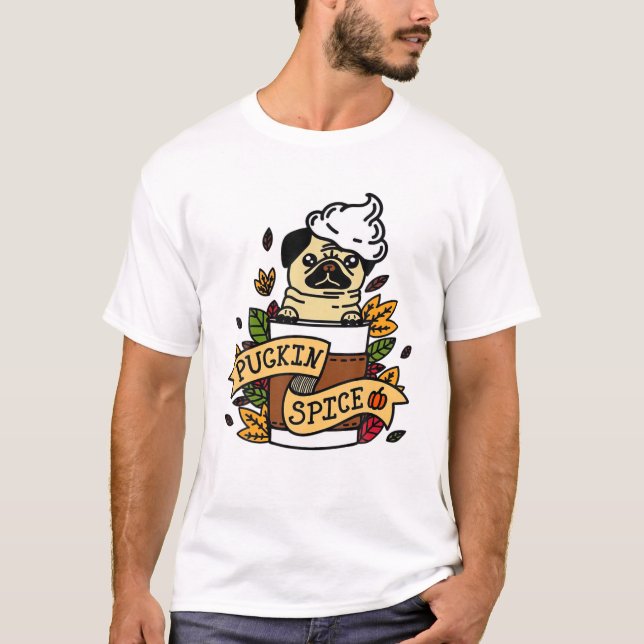Cute Pugkin Spice Fall Funny Pug Thanksgiving Gift T-Shirt (Front)