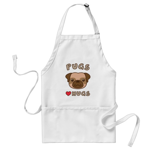 Cute Pugs love hugs, for puppy lovers Standard Apron (Front)