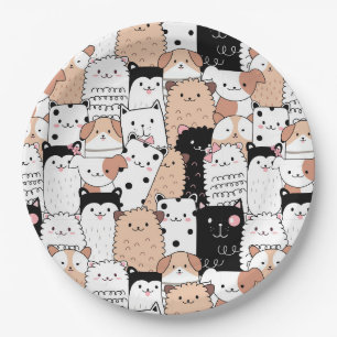 Cute Pugs Paper Plate
