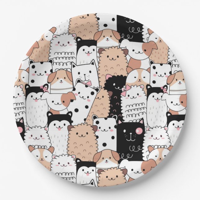 Cute Pugs Paper Plate (Front)
