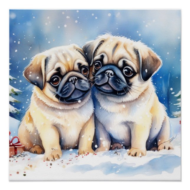 Cute Pugs Poster (Front)