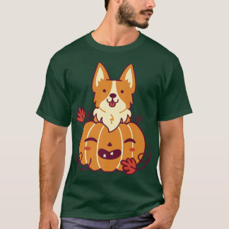 Cute Pumpkin And Corgi Dog Halloween Holiday Octob T-Shirt