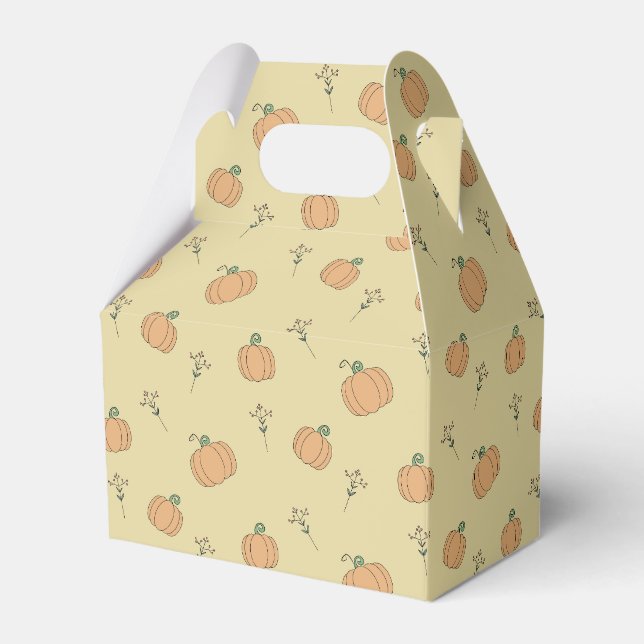 Cute Pumpkin and Fall Foliage Pattern  Favour Box (Front Side)