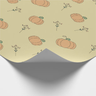 Cute Pumpkin and Fall Foliage Pattern  Wrapping Paper
