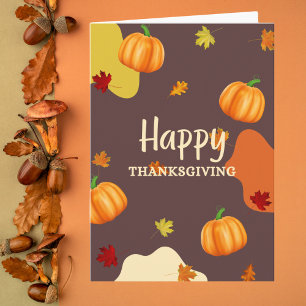 Cute Pumpkin and Leaves Thanksgiving Card