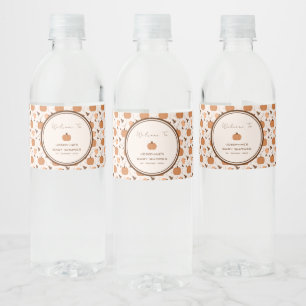 Cute Pumpkin Autumn Gender Neutral Baby Shower Water Bottle Label