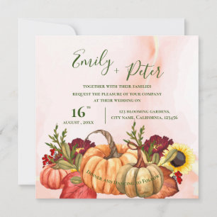 Cute Pumpkin Autumn Leaves Floral Fall Wedding