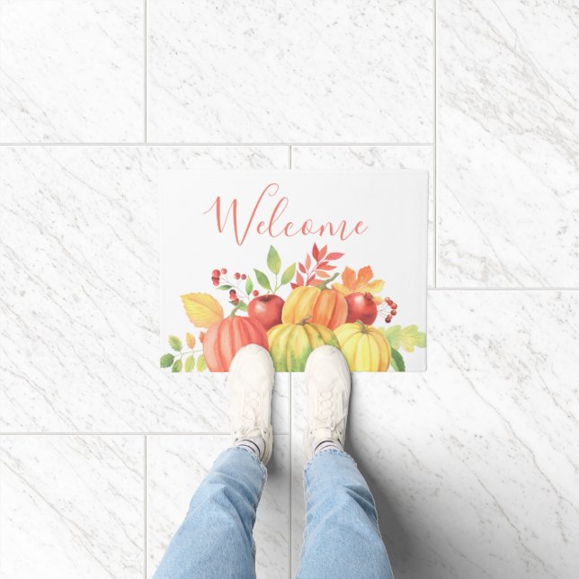 Cute Pumpkin Autumn Welcome Doormat (Indoor)