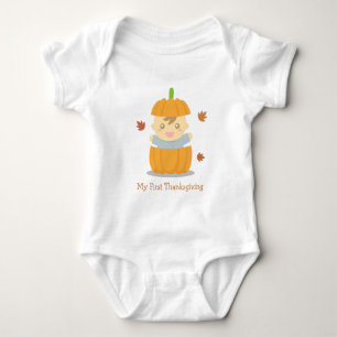 Cute Pumpkin Baby First Thanksgiving Bodysuit