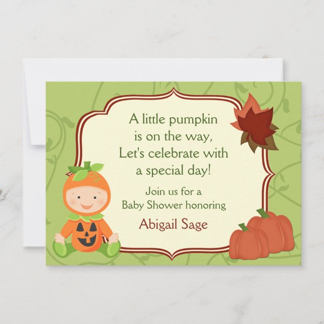Cute Pumpkin Baby Halloween Baby Shower Invitation (Front)
