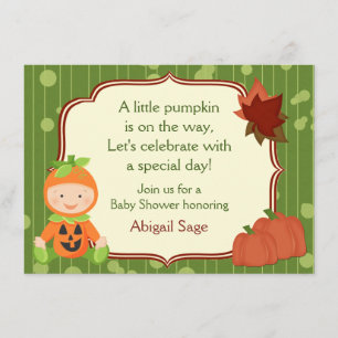 Cute Pumpkin Baby Halloween Baby Shower Invitation
