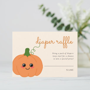 Cute Pumpkin Baby Shower Diaper Raffle Peach Enclosure Card
